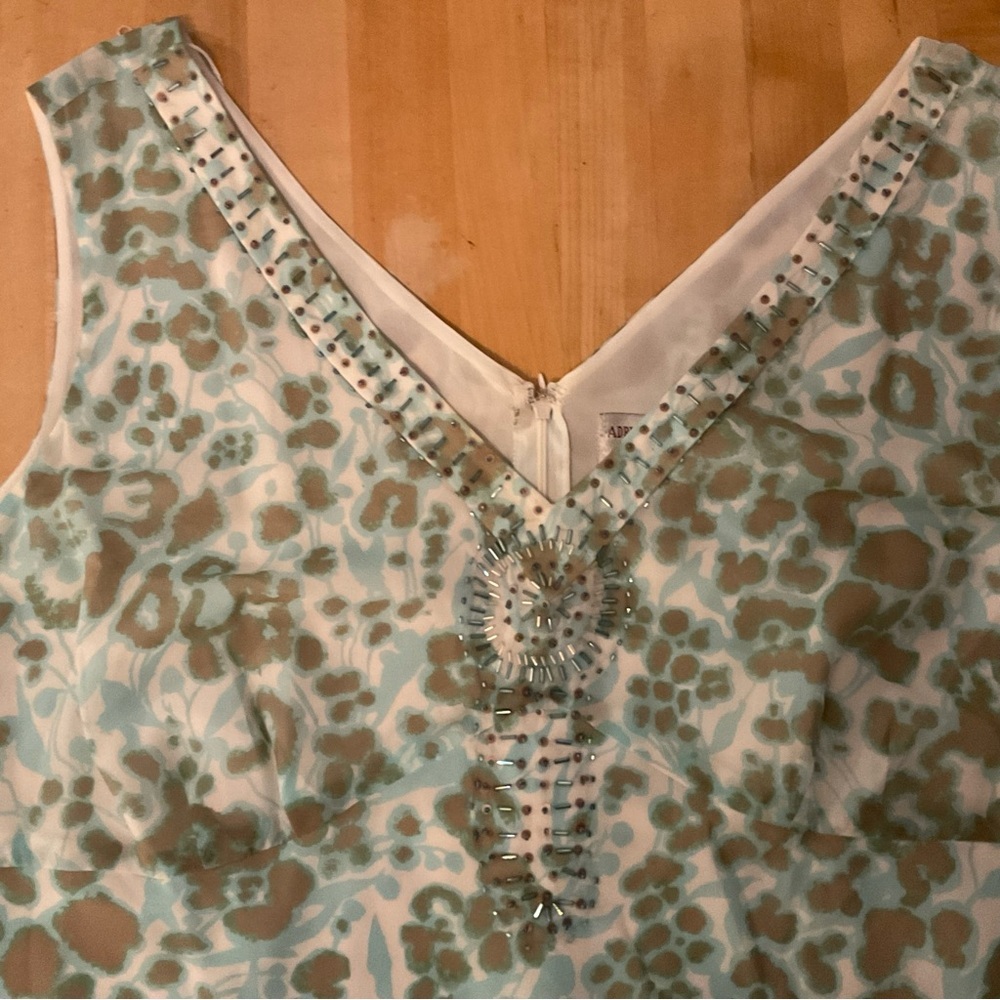 Adrianna Papell Silk Beaded Plus Size Wedding Guest Dress 22W Mint Floral - Picture 13 of 16